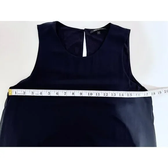 NWOT SAMPLE Kobi Halperin Pixie High-Low Semi-Sheer Georgette Dress in Navy Sz S